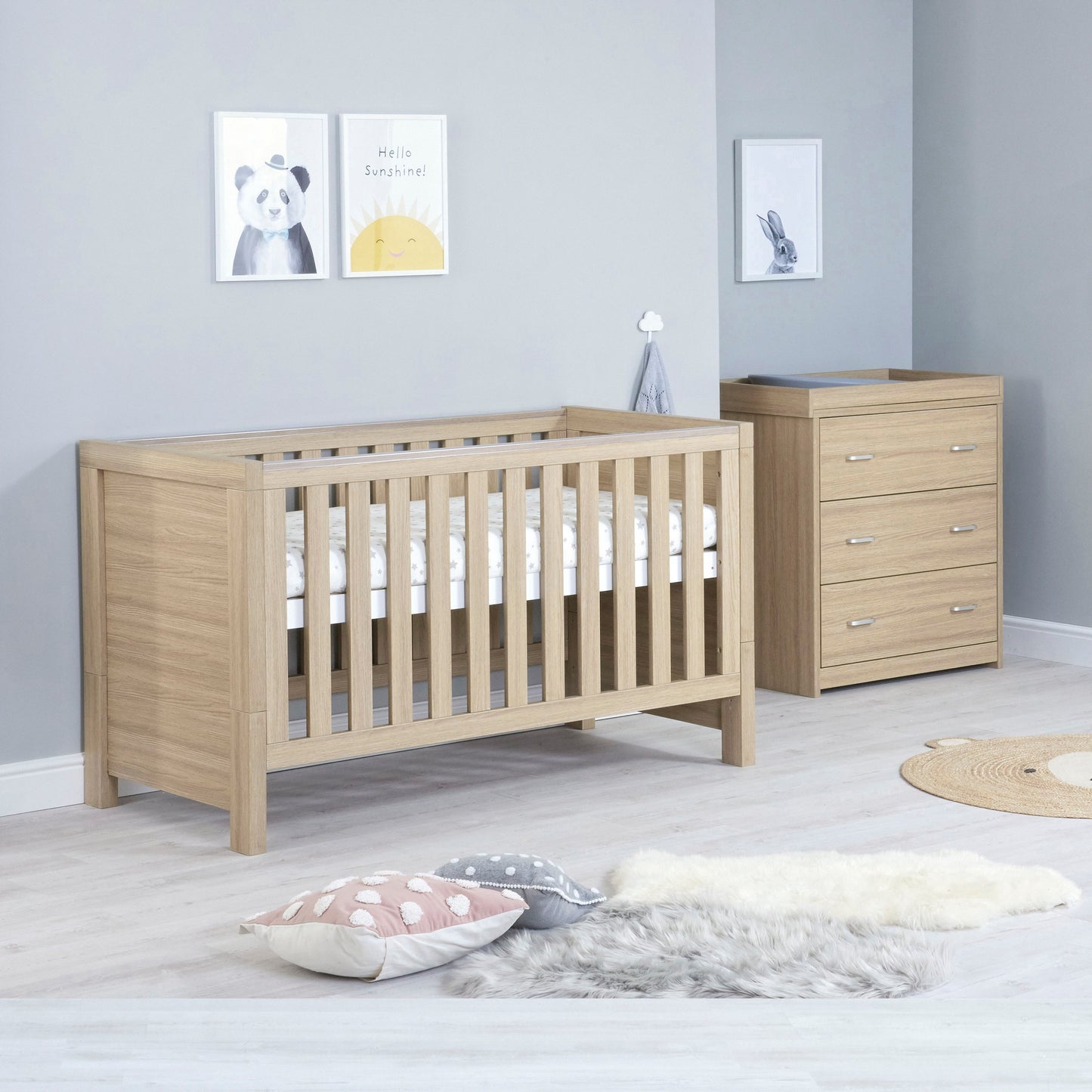 BABYMORE - Luno 2 Piece Nursery Furniture Set – Oak