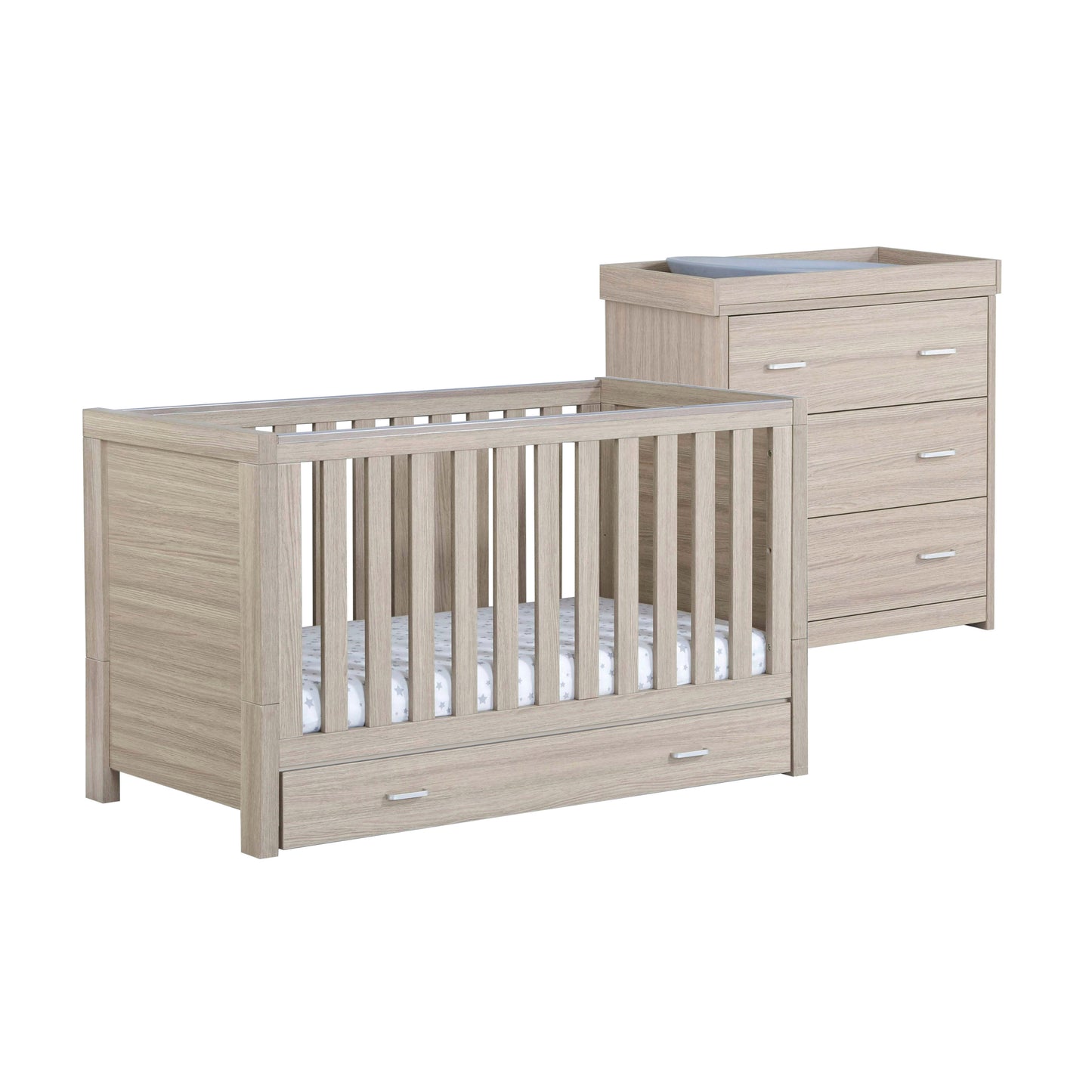 BABYMORE - Luno 2 Piece Nursery Furniture Set with Drawer – Oak