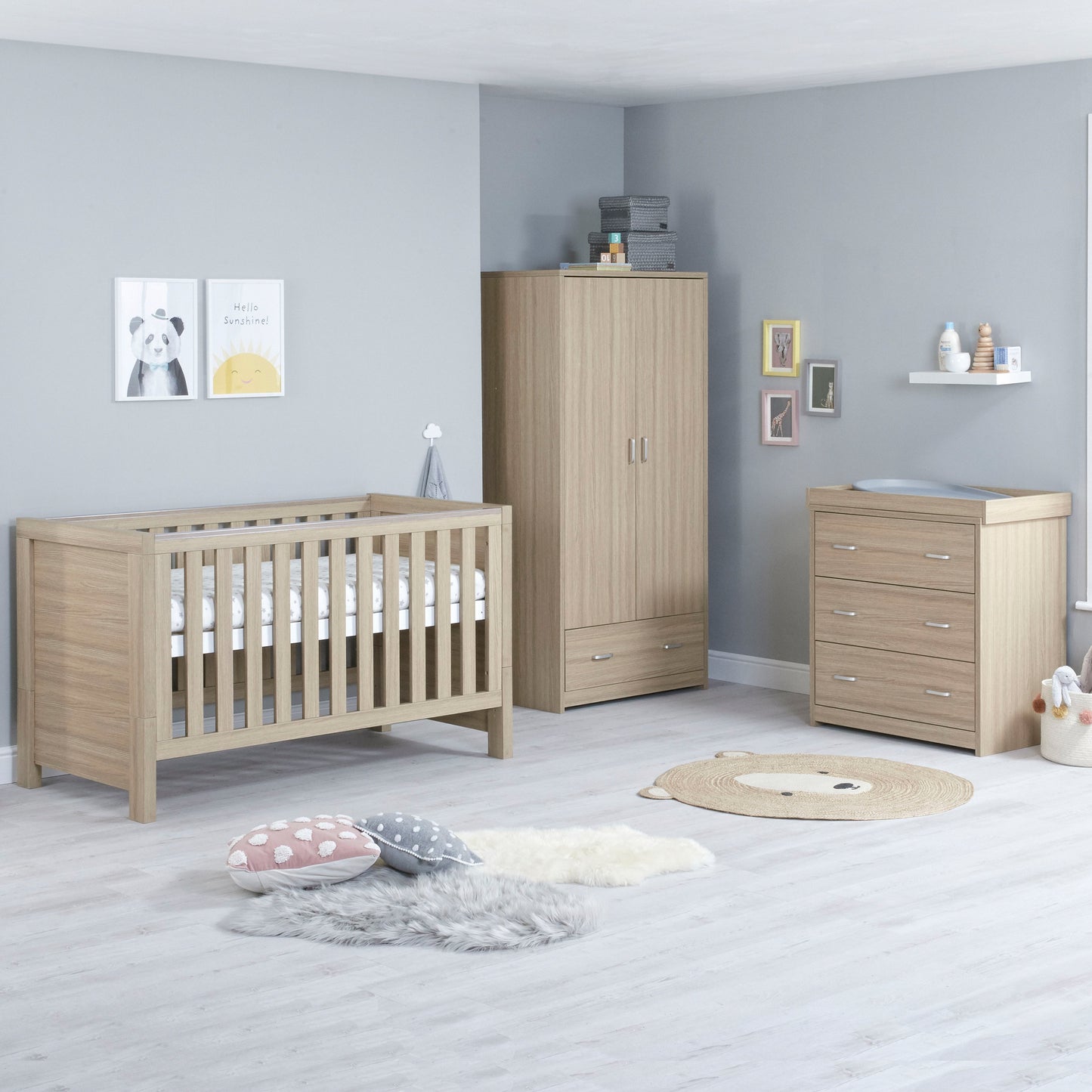 BABYMORE - Luno 3 Piece Nursery Furniture Set – Oak