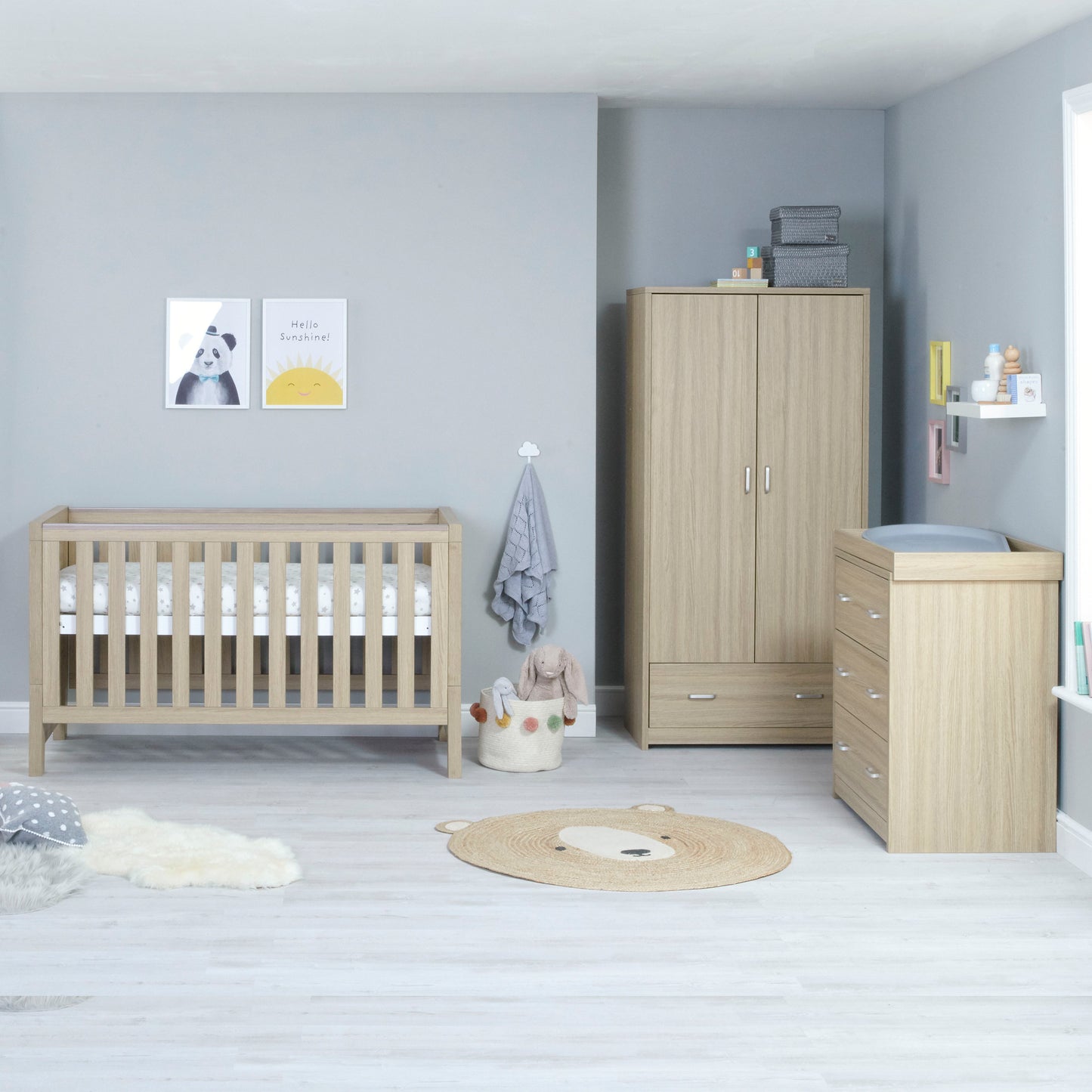 BABYMORE - Luno 3 Piece Nursery Furniture Set – Oak