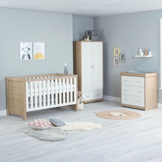 BABYMORE - Luno 3 Piece Nursery Furniture Set – Oak White