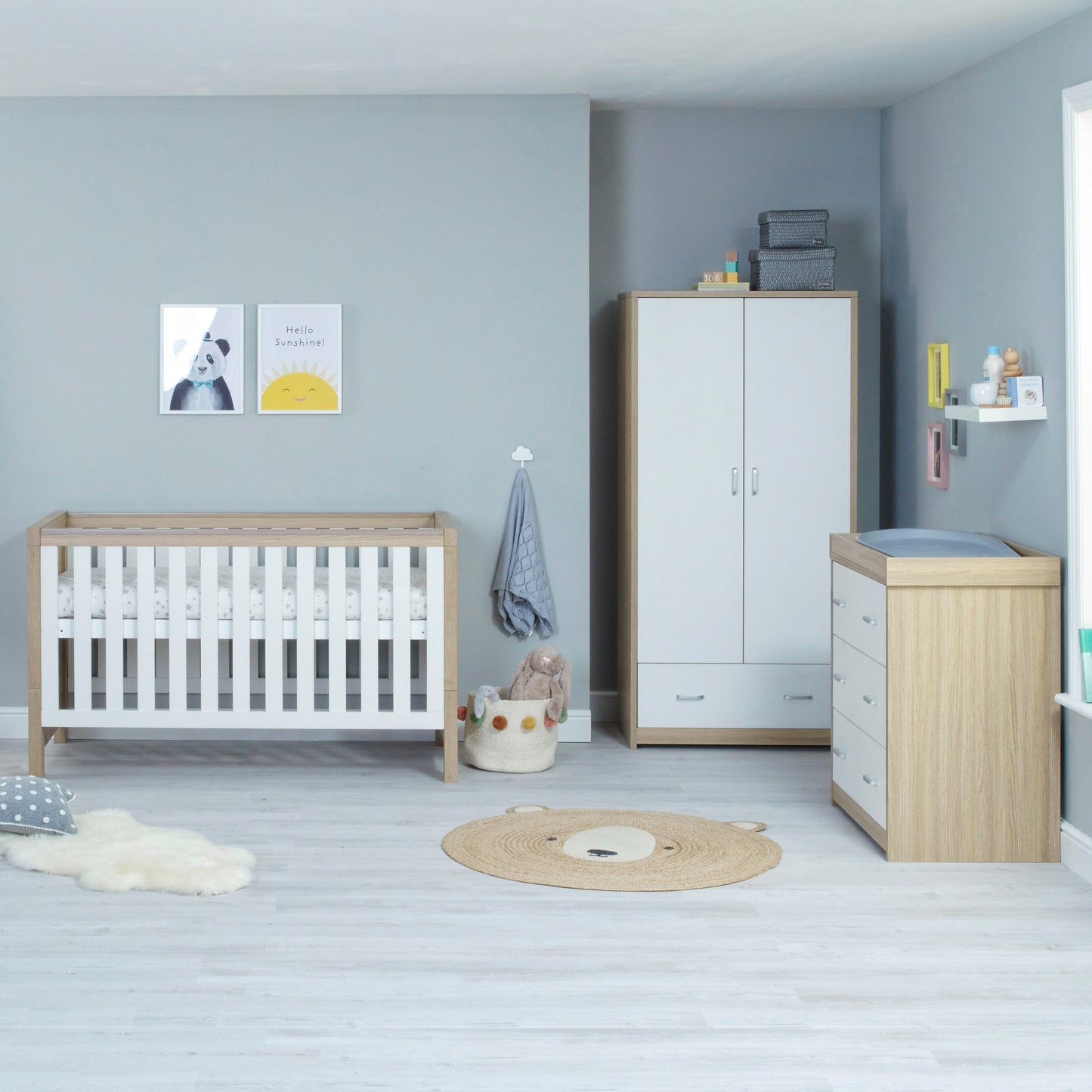 BABYMORE - Luno 3 Piece Nursery Furniture Set – Oak White