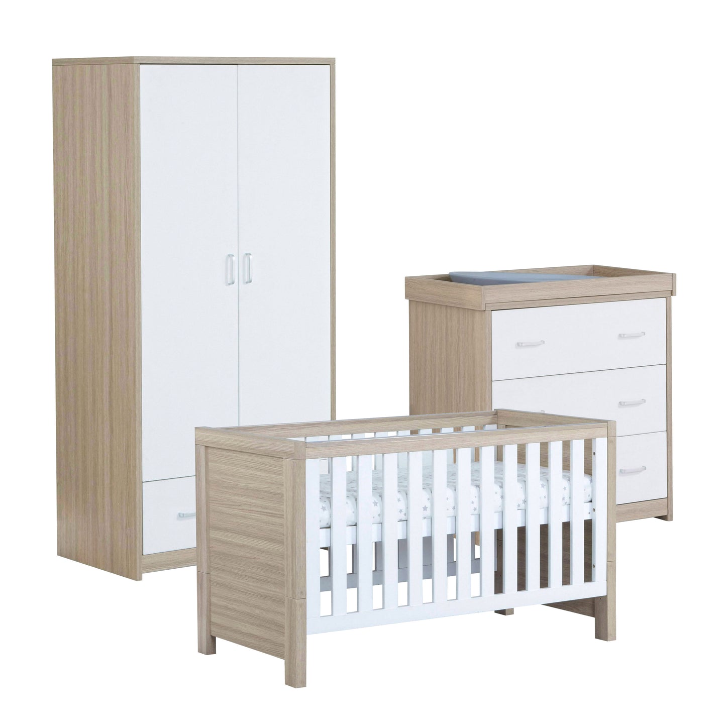 BABYMORE - Luno 3 Piece Nursery Furniture Set – Oak White