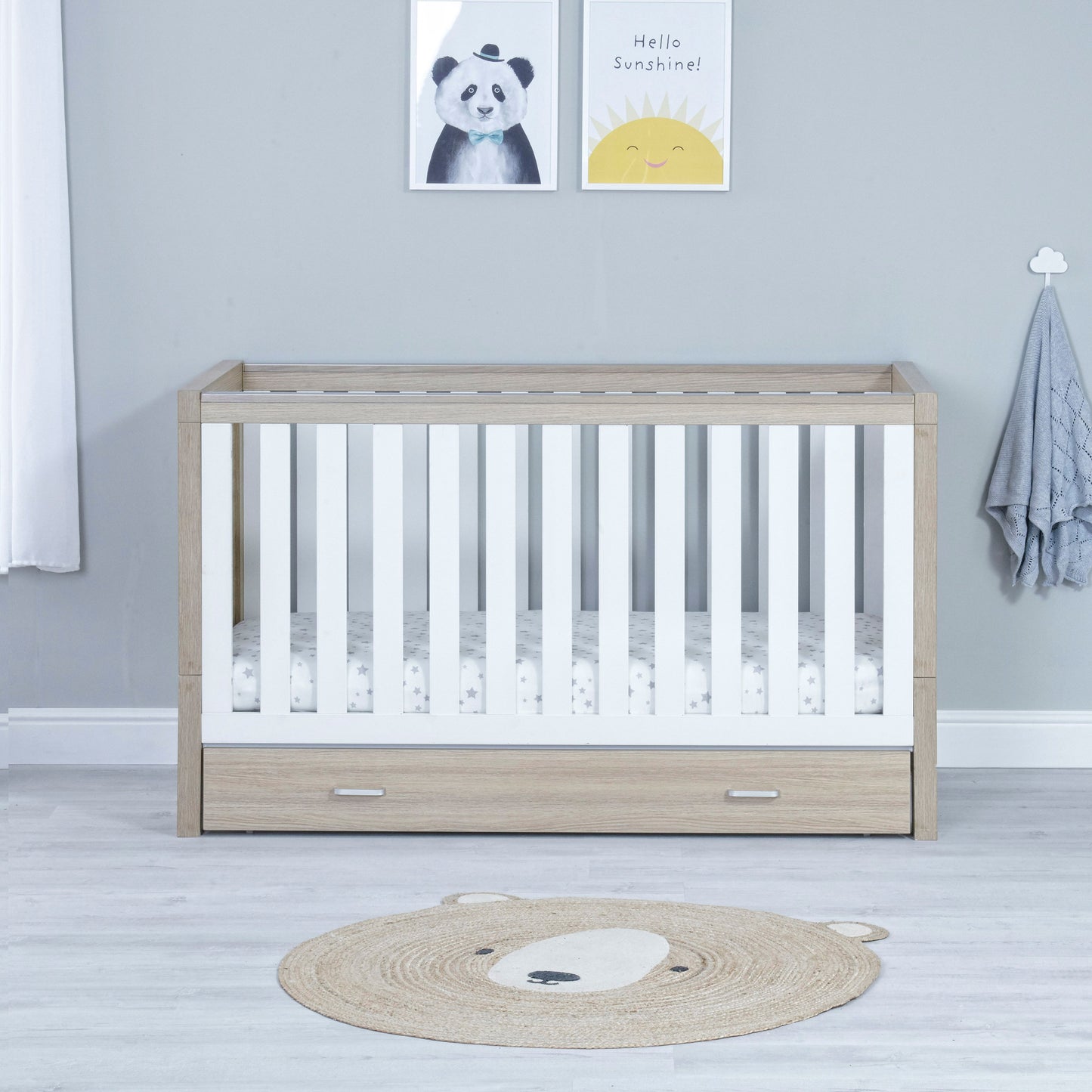 BABYMORE - Luno 3 Piece Nursery Furniture Set with Drawer – Oak White