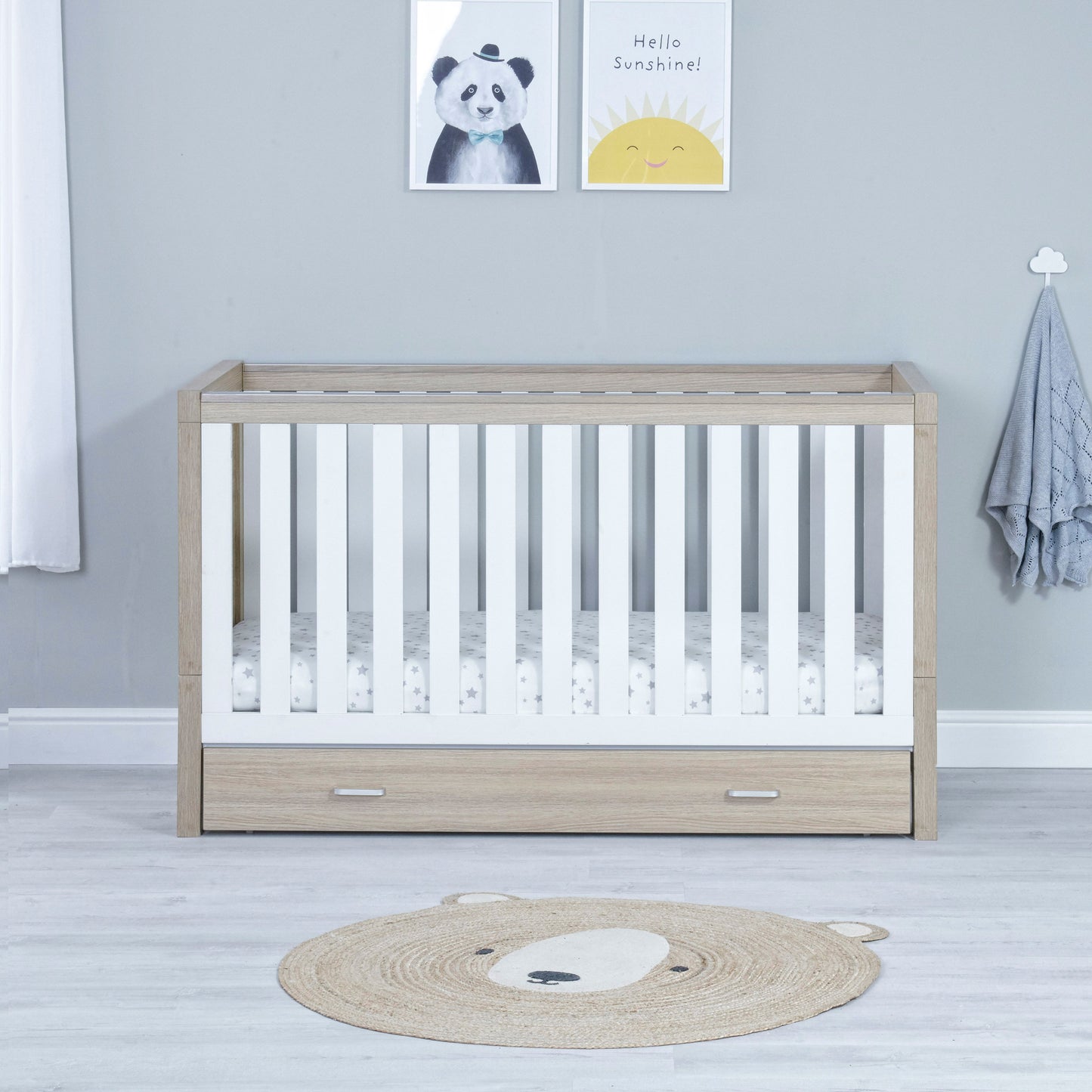 BABYMORE - Luno 2 Piece Nursery Furniture Set with Drawer – Oak White