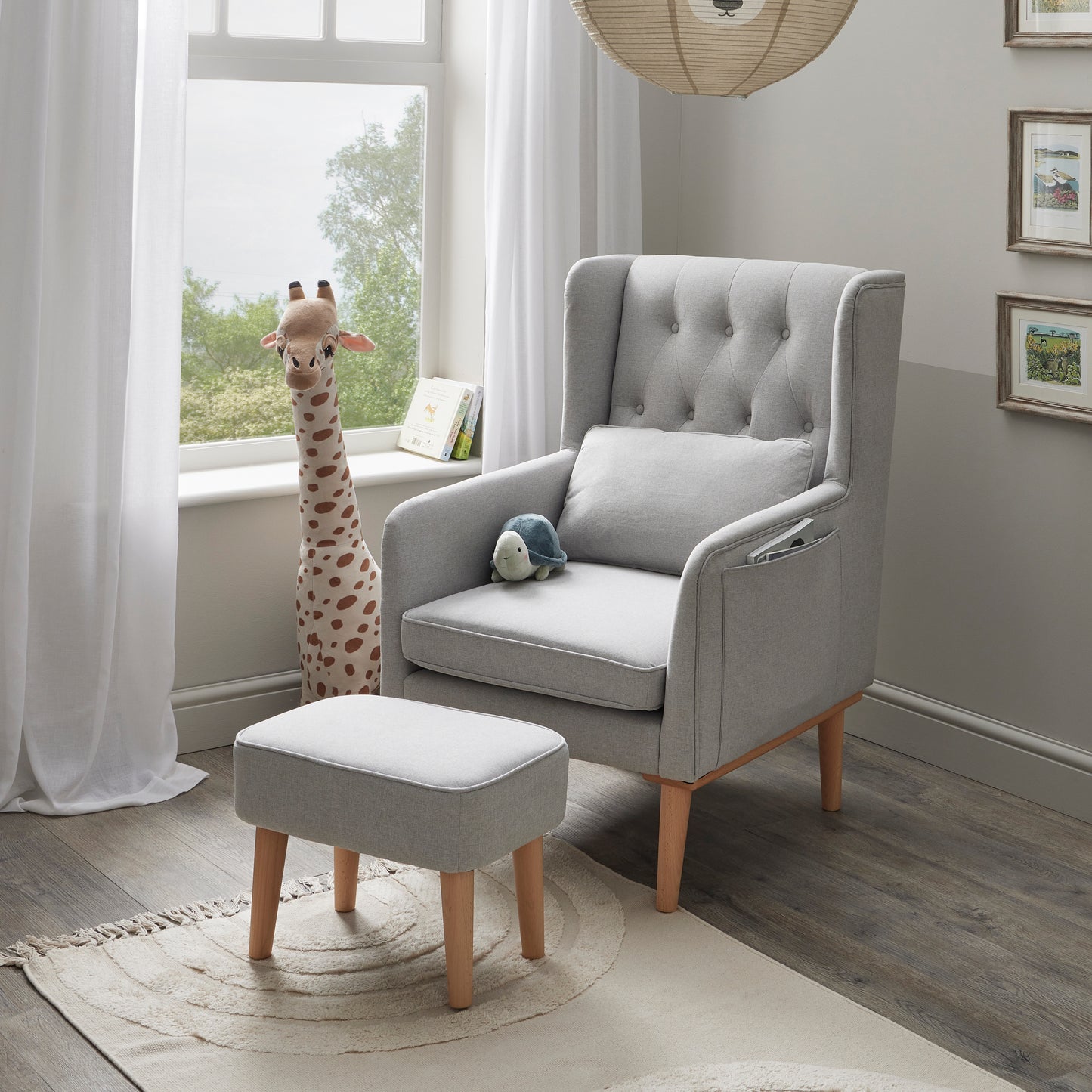 BABYMORE - Lux Nursing Chair with Stool GREY