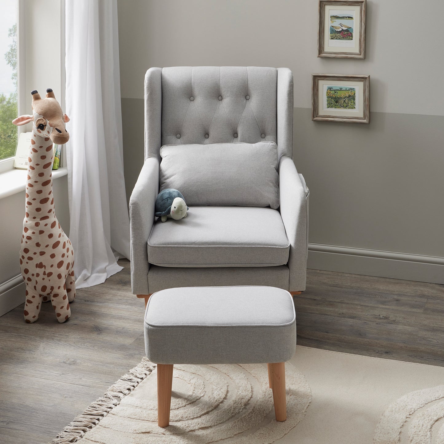 BABYMORE - Lux Nursing Chair with Stool GREY