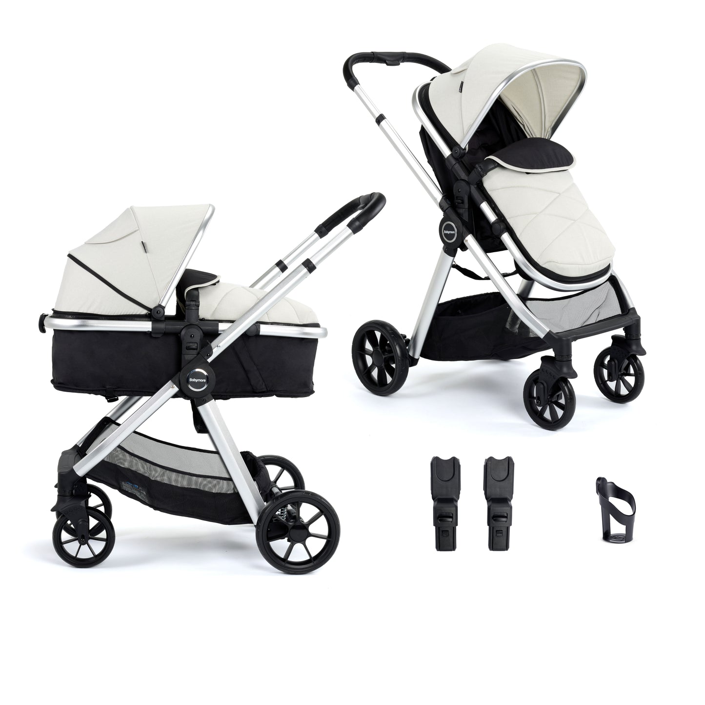 BABYMORE - Mimi 2 in 1 Pram Pushchair – Silver