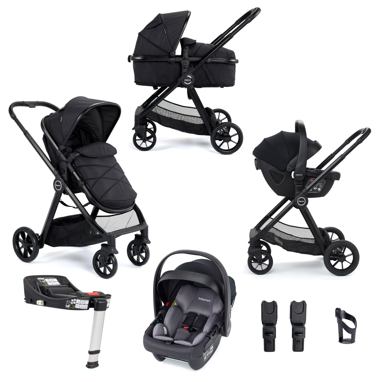 BABYMORE - Mimi Travel System Coco i-Size Car Seat with Isofix Base – Black