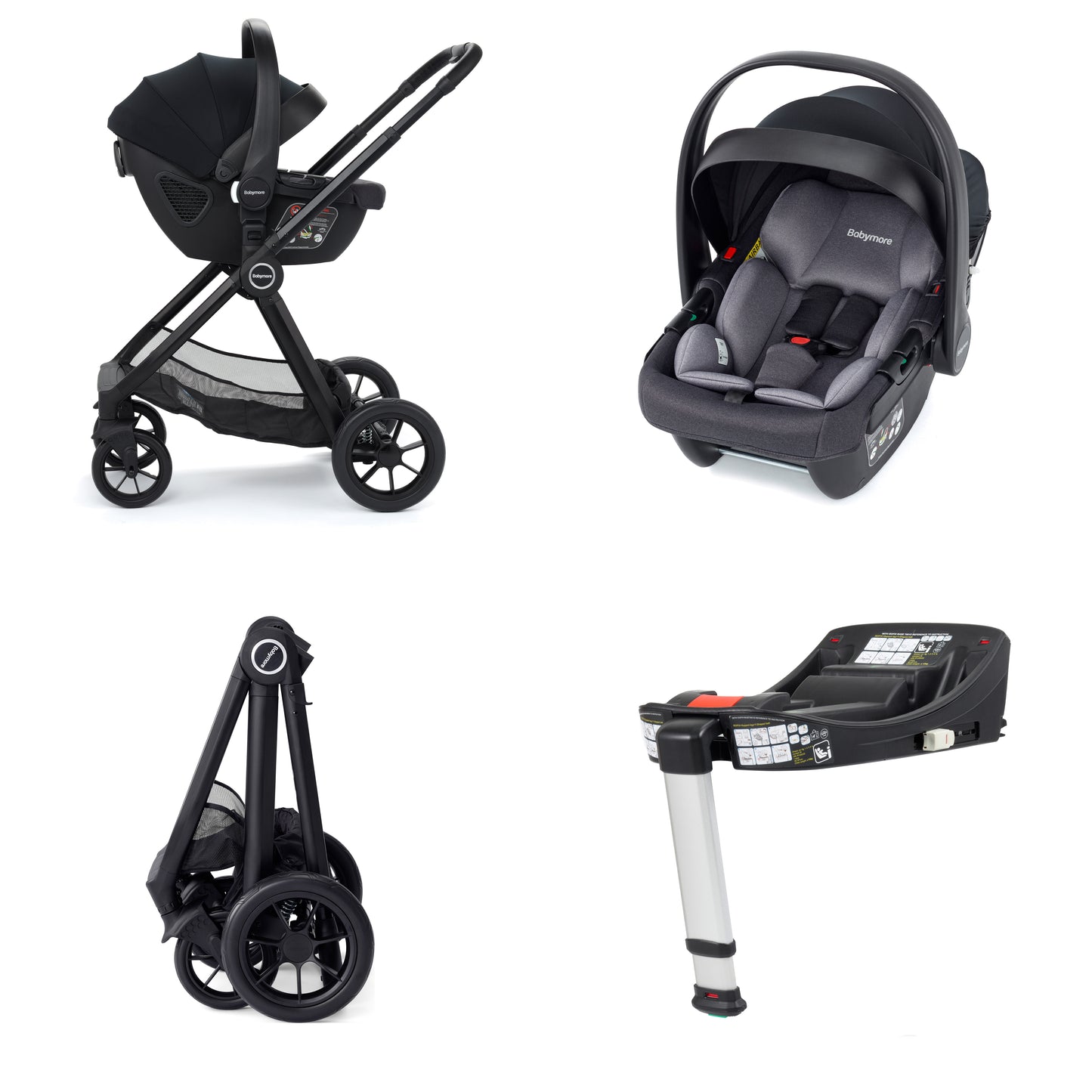 BABYMORE - Mimi Travel System Coco i-Size Car Seat with Isofix Base – Black