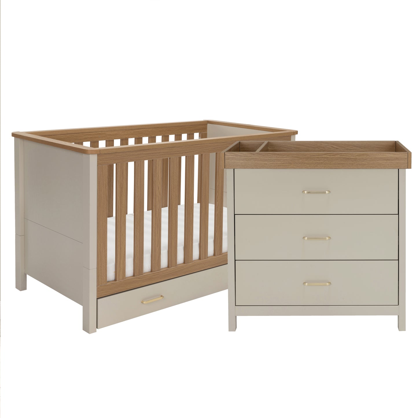 BABYMORE - Mira 2 Piece Nursery Room Set – Cashmere Warm Oak