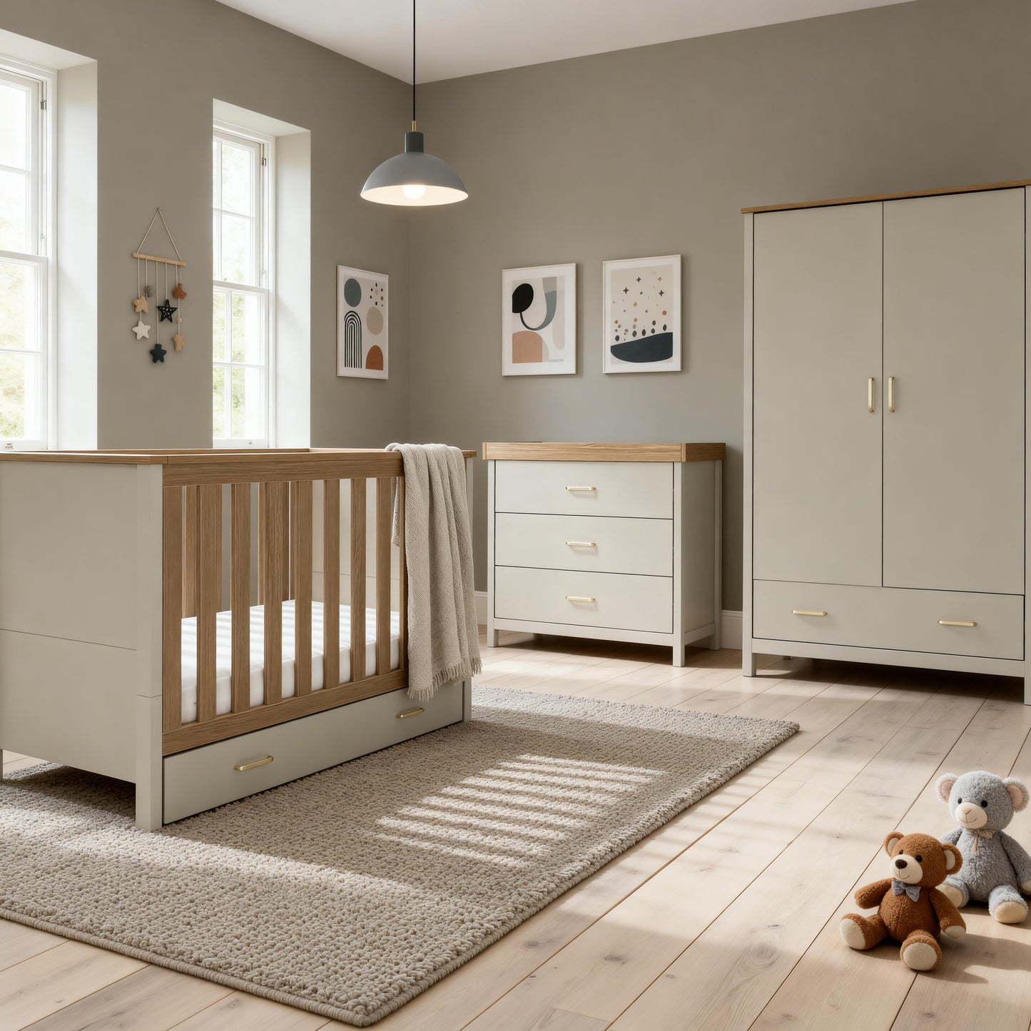 BABYMORE - Mira 3 Piece Nursery Room Set – Cashmere Warm Oak