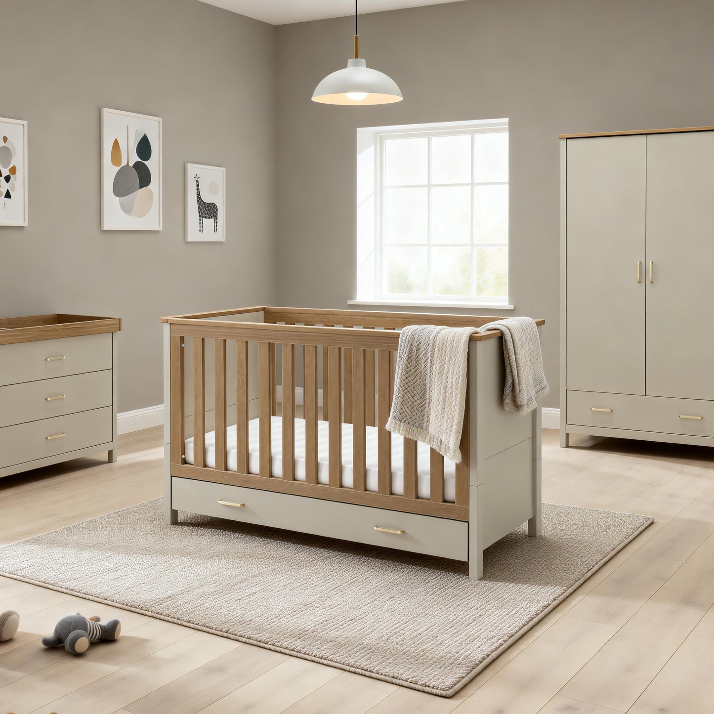 BABYMORE - Mira 3 Piece Nursery Room Set – Cashmere Warm Oak