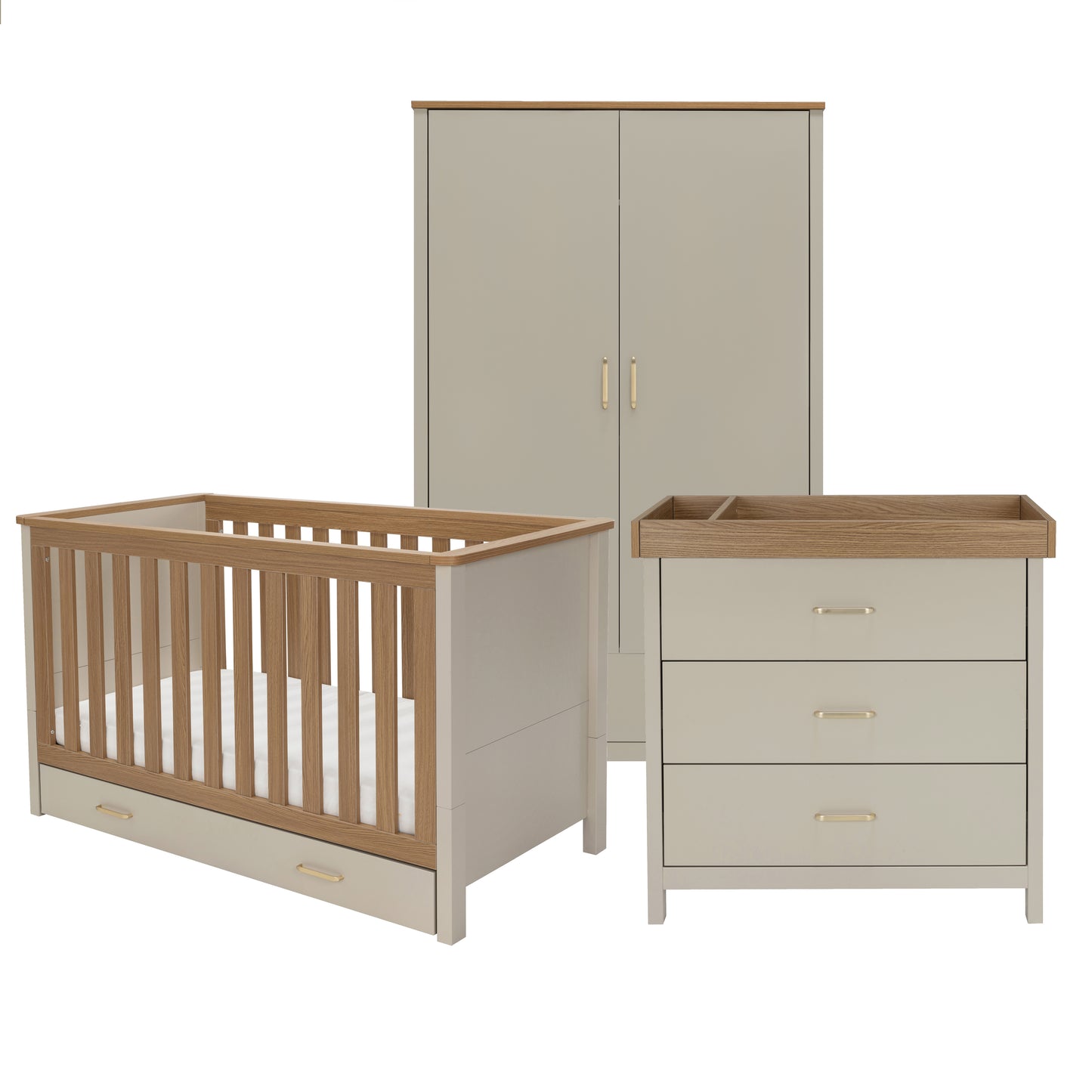 BABYMORE - Mira 3 Piece Nursery Room Set – Cashmere Warm Oak