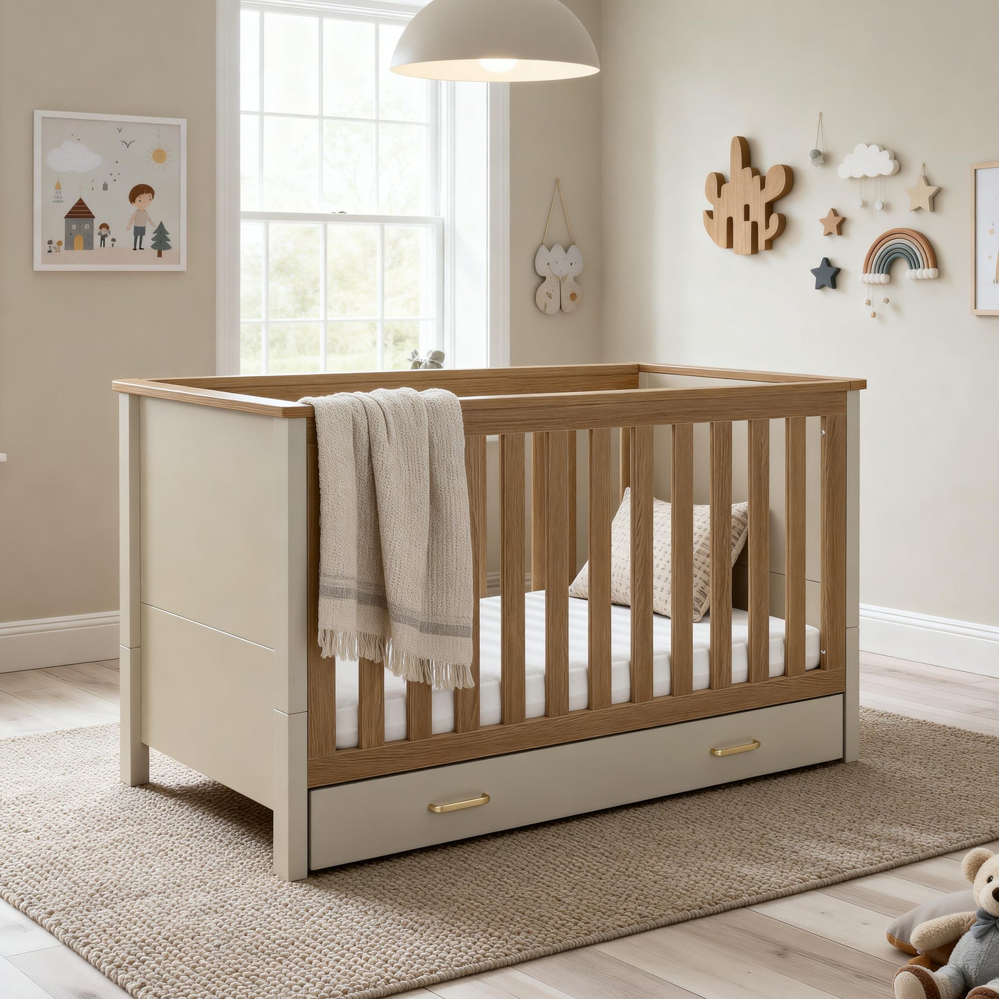 BABYMORE - Mira Cot Bed – Cashmere Warm Oak
