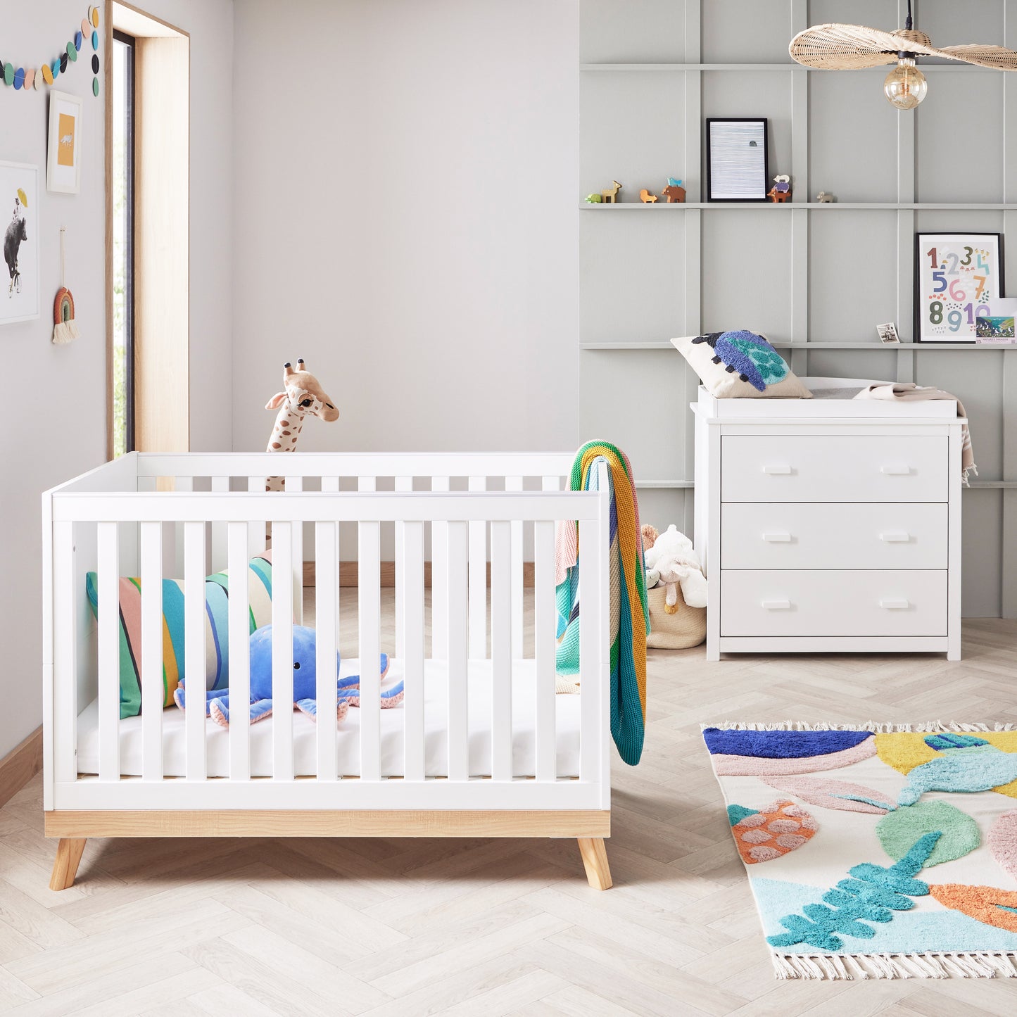 BABYMORE -  Mona 2 Piece Universal Nursery Furniture Set – White