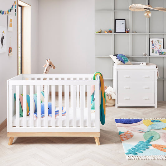 BABYMORE -  Mona 2 Piece Universal Nursery Furniture Set – White