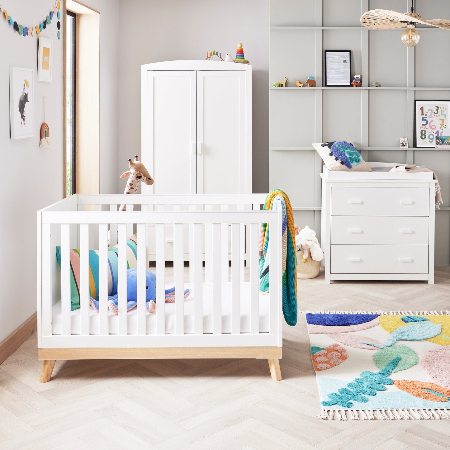 BABYMORE -  Mona 3 Piece Universal Nursery Furniture Set – White