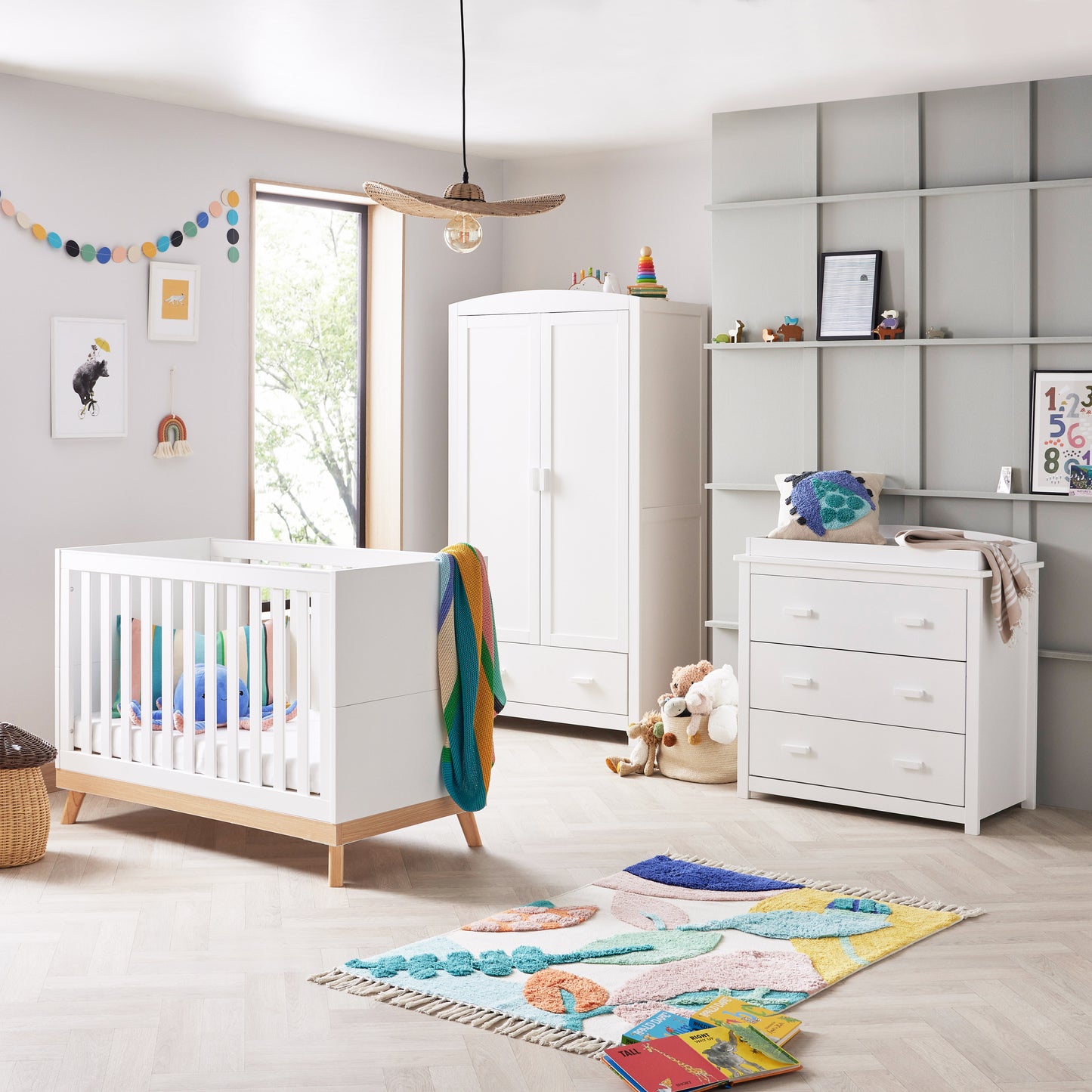 BABYMORE -  Mona 3 Piece Universal Nursery Furniture Set – White