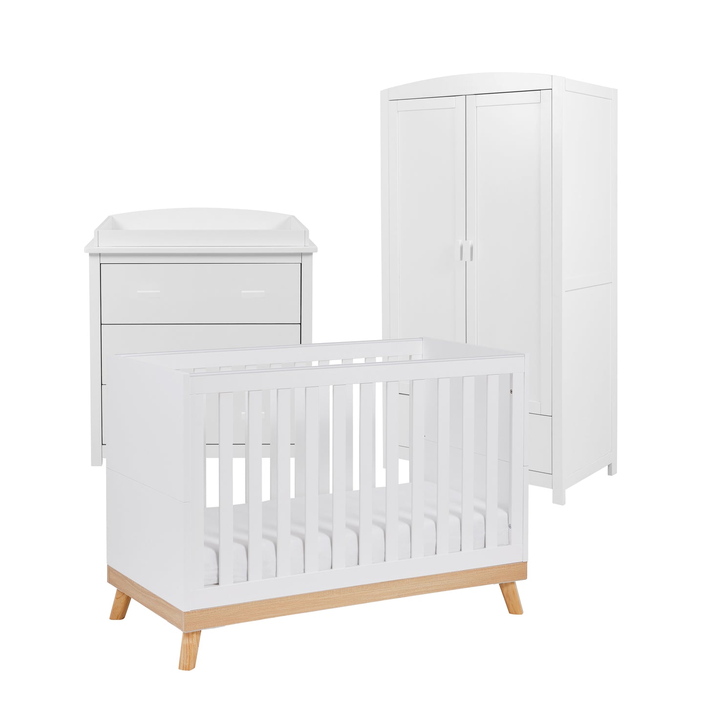 BABYMORE -  Mona 3 Piece Universal Nursery Furniture Set – White