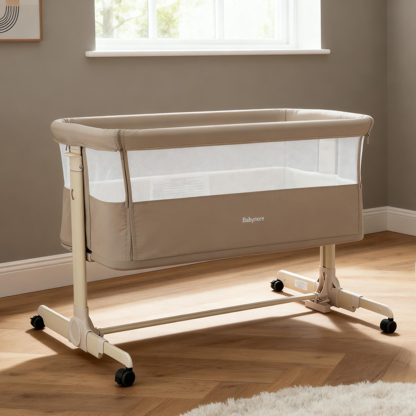 BABYMORE - Neera Bedside Crib – Khaki