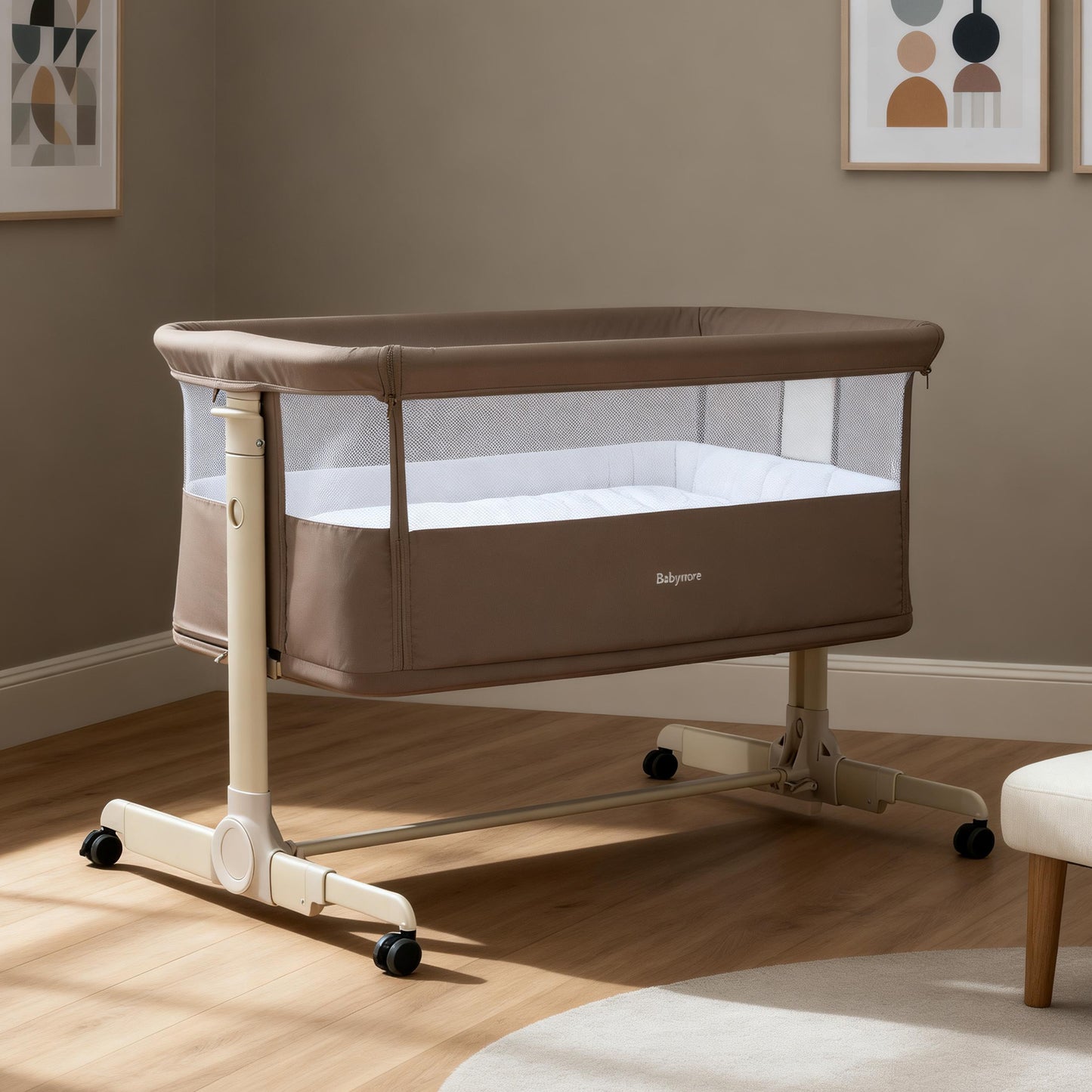 BABYMORE - Neera Bedside Crib – Mocha