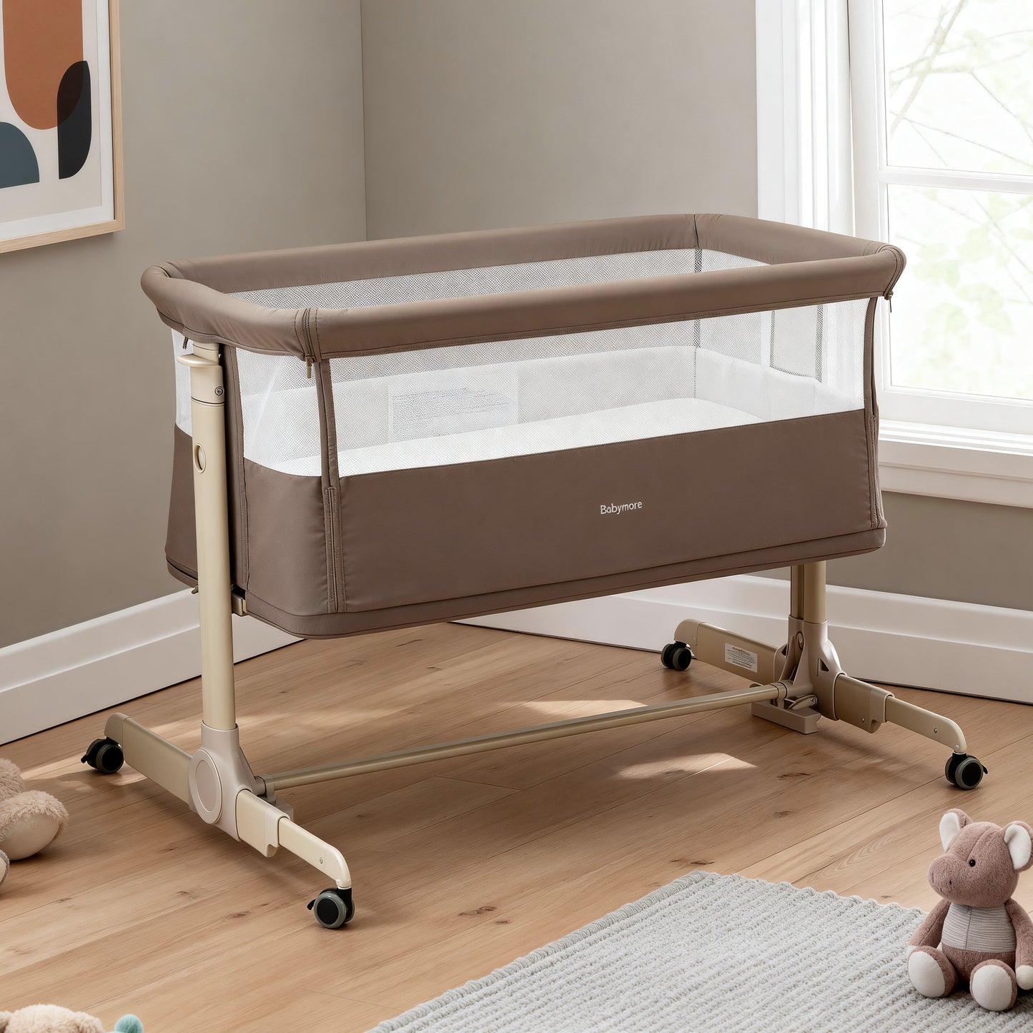 BABYMORE - Neera Bedside Crib – Mocha