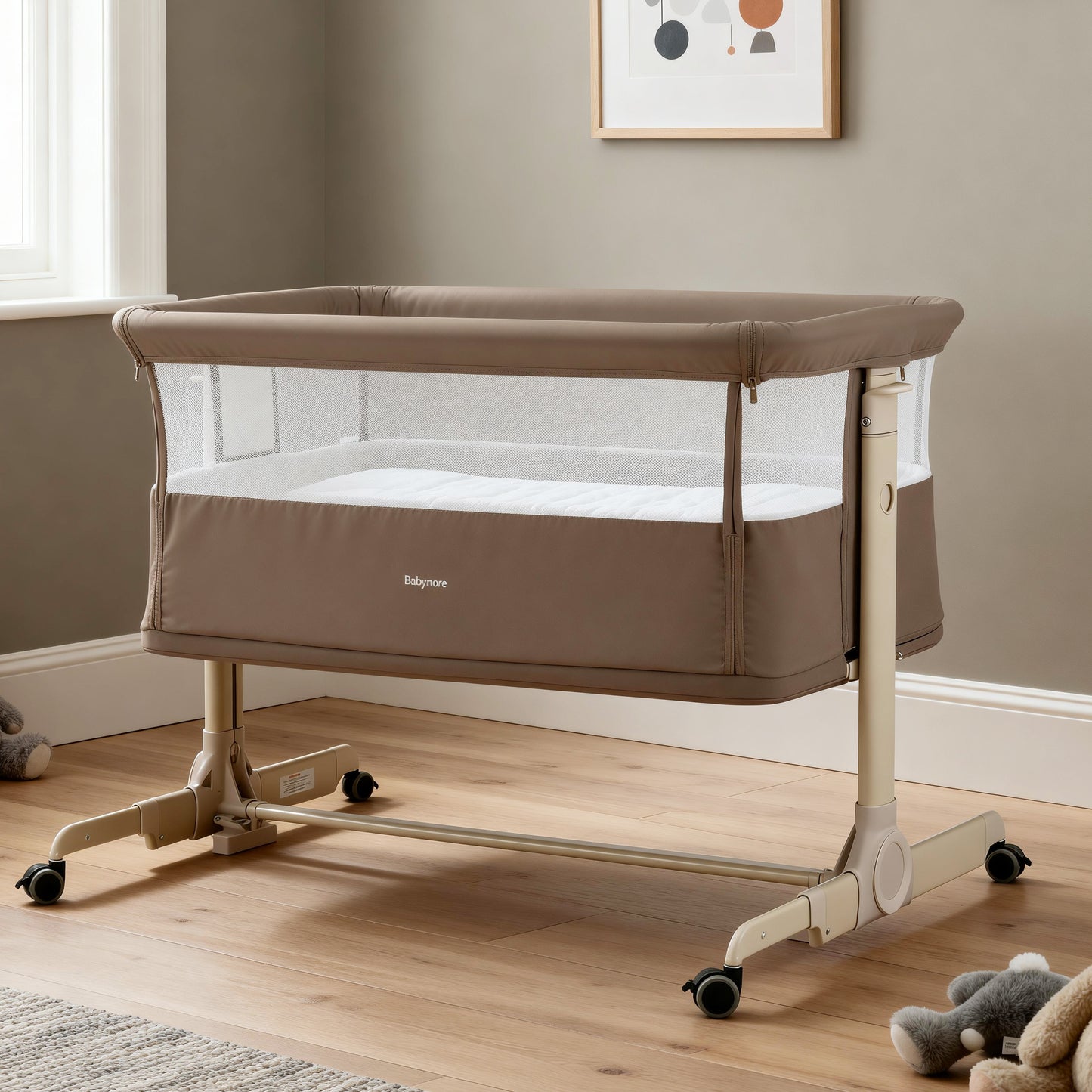 BABYMORE - Neera Bedside Crib – Mocha