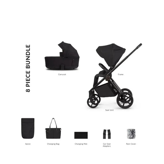 Venicci Claro 2 2-in-1 8 piece Essential Bundle - Noir