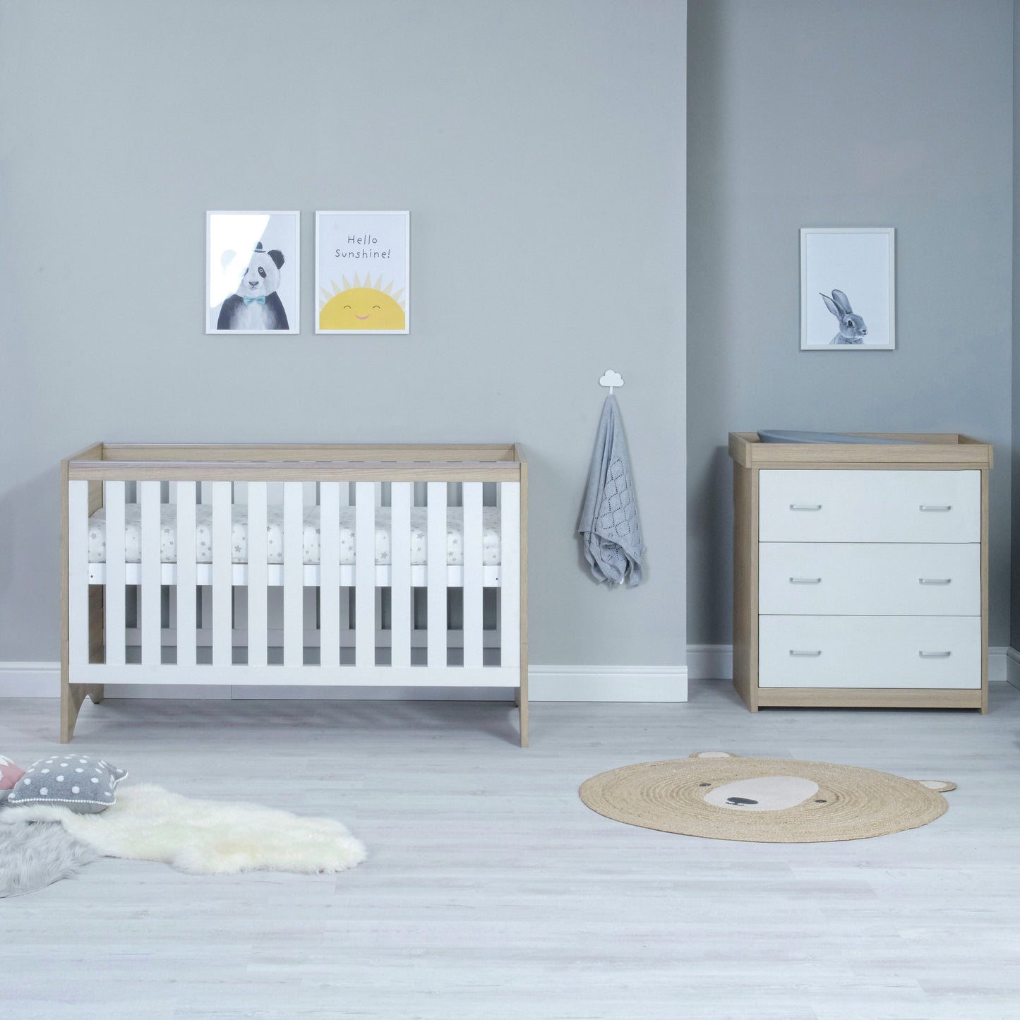 BABYMORE -  Veni 2 Piece Nursery Furniture Set – Oak White