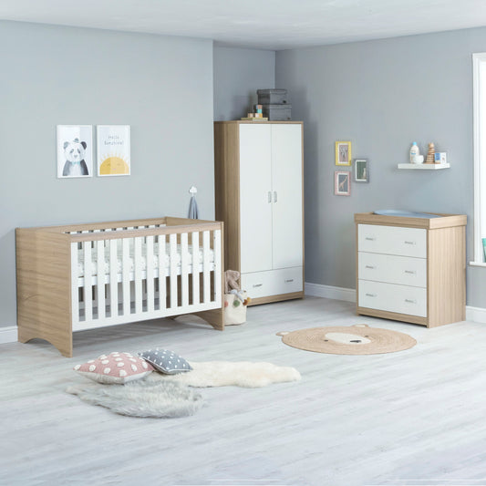 BABYMORE - Veni 3 Piece Nursery Furniture Set – Oak White