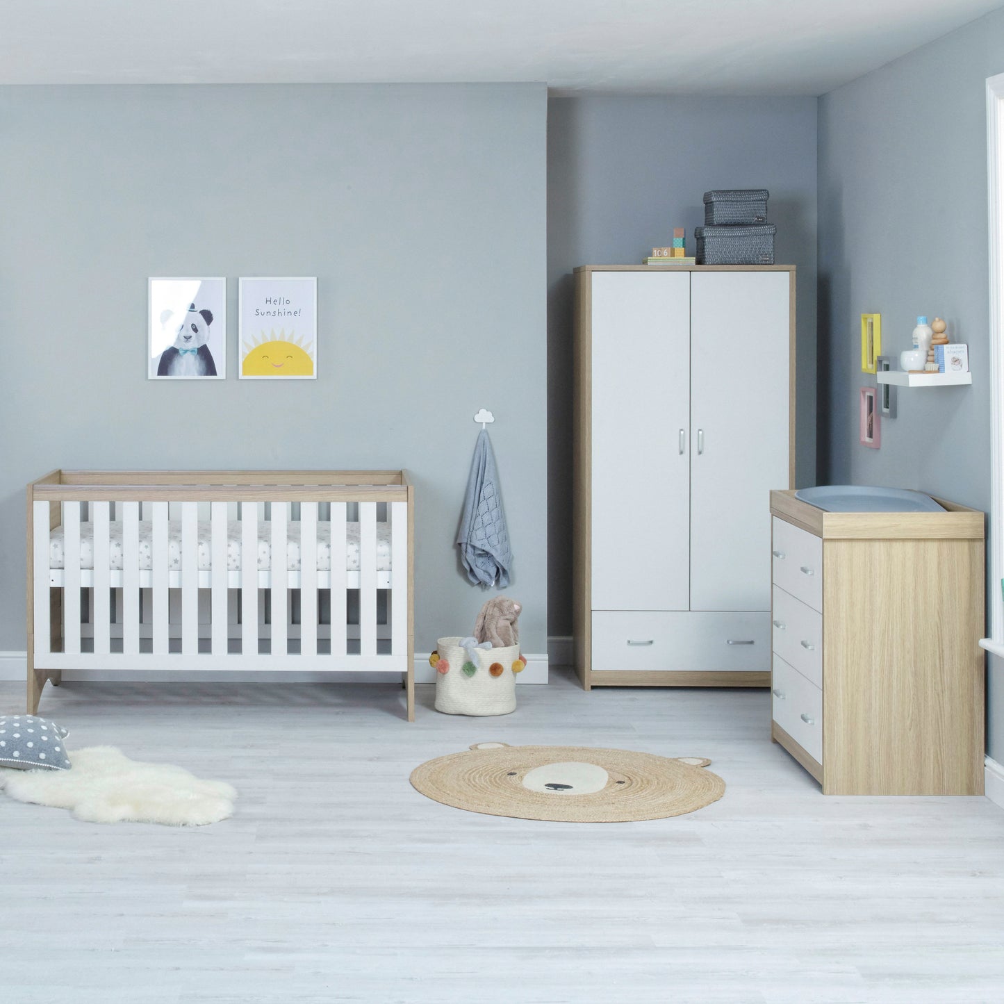 BABYMORE - Veni 3 Piece Nursery Furniture Set – Oak White