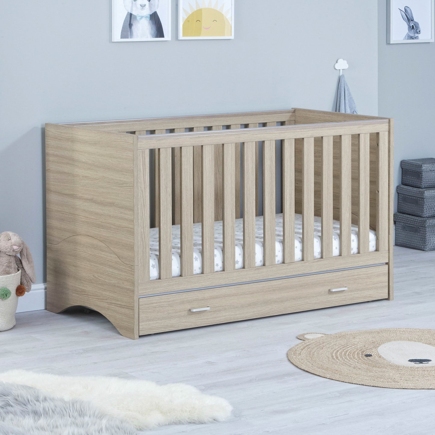 BABYMORE - Veni 3 Piece Nursery Furniture Set with Drawer – Oak