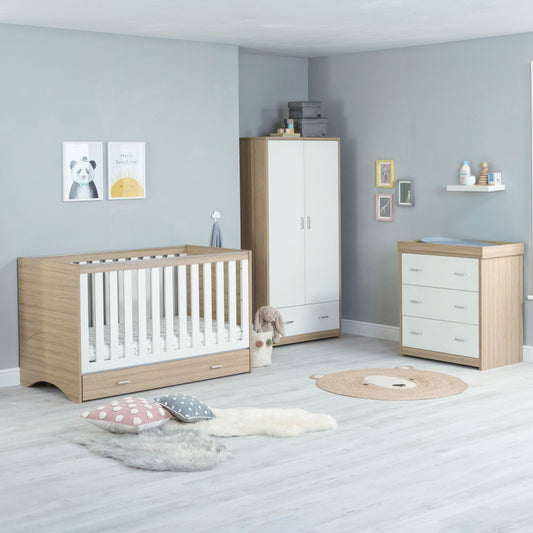 BABYMORE - Veni 3 Piece Nursery Furniture Sets with Drawer – Oak White