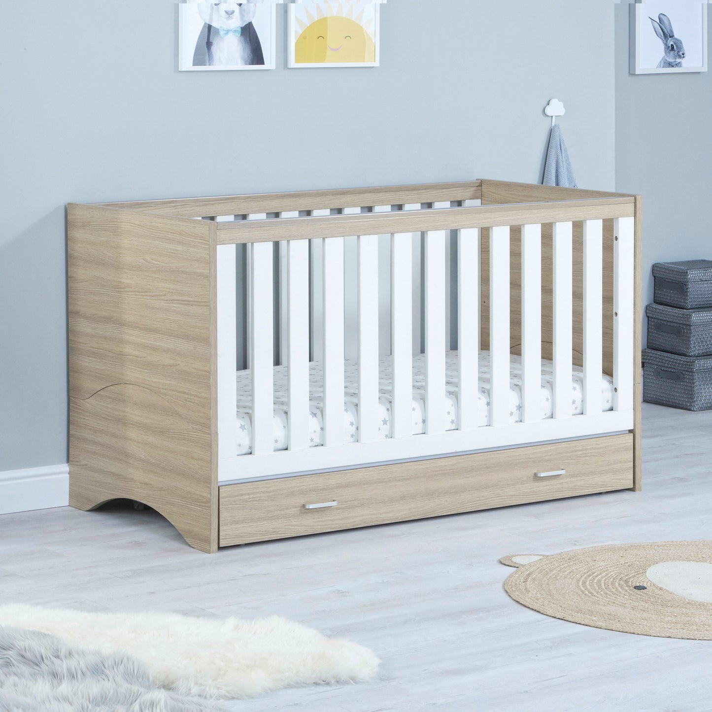 BABYMORE - Veni 3 Piece Nursery Furniture Sets with Drawer – Oak White